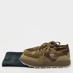 Pre Owned Berluti Brown Nylon and Suede Light Track Venezia Sneakers Size 39.5