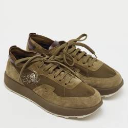 Pre Owned Berluti Brown Nylon and Suede Light Track Venezia Sneakers Size 39.5