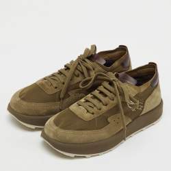 Pre Owned Berluti Brown Nylon and Suede Light Track Venezia Sneakers Size 39.5