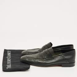 Pre Owned Berluti Black Leather Lorenzo Slip On Loafers Size 42