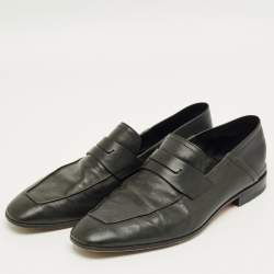 Pre Owned Berluti Black Leather Lorenzo Slip On Loafers Size 42