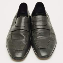 Pre Owned Berluti Black Leather Lorenzo Slip On Loafers Size 42
