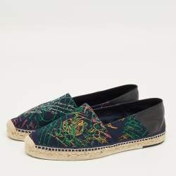 Pre Owned Berluti Two Tone Canvas and Leather Espadrille Flat Size 42