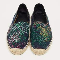 Pre Owned Berluti Two Tone Canvas and Leather Espadrille Flat Size 42