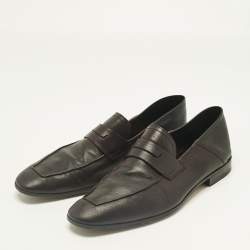 Pre Owned Berluti Burgundy/Black Leather Penny Loafers Size 42
