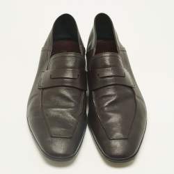Pre Owned Berluti Burgundy/Black Leather Penny Loafers Size 42