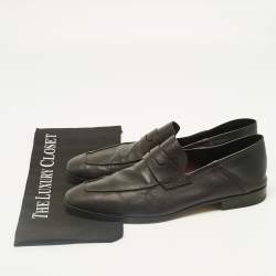 Pre Owned Berluti Burgundy/Black Leather Penny Loafers Size 42