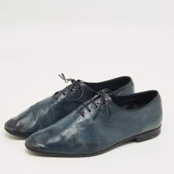 Pre Owned Berluti Blue Leather Lace Up Oxfords Size 42