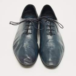 Pre Owned Berluti Blue Leather Lace Up Oxfords Size 42