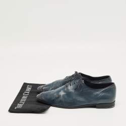 Pre Owned Berluti Blue Leather Lace Up Oxfords Size 42