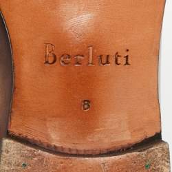 Pre Owned Berluti Brown Leather Alessandro Galet Scritto Lace Up Oxfords Size 42