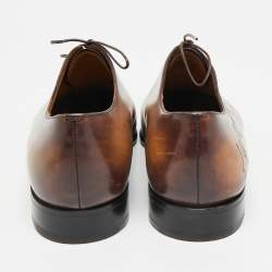 Pre Owned Berluti Brown Leather Alessandro Galet Scritto Lace Up Oxfords Size 42
