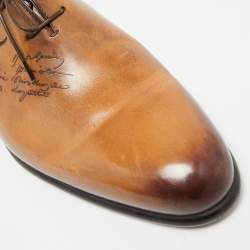 Pre Owned Berluti Brown Leather Alessandro Galet Scritto Lace Up Oxfords Size 42