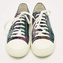 Pre Owned حذاء رياضي بيرلوتي برباط من قماش أزرق كحلي مخططات سكريتو مقاس 43