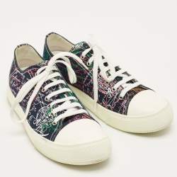 Pre Owned حذاء رياضي بيرلوتي برباط من قماش أزرق كحلي مخططات سكريتو مقاس 43