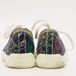 Pre Owned حذاء رياضي بيرلوتي برباط من قماش أزرق كحلي مخططات سكريتو مقاس 43