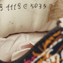 Pre Owned حذاء رياضي بيرلوتي برباط من قماش أزرق كحلي مخططات سكريتو مقاس 43