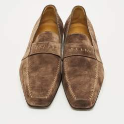 مملوكة مسبقًا حذاء أوكسفورد بيرلوتي جلد أسود برباط مقاس 42