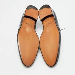 مملوكة مسبقًا حذاء أوكسفورد بيرلوتي جلد أسود برباط مقاس 42