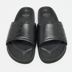 مملوكة مسبقًا Berluti Size 43 Black Leather Flat Slide