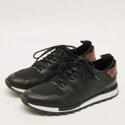 Pre Owned Berluti Fast Track Size 44 Black Canvas and Leather Low Top Sneakers