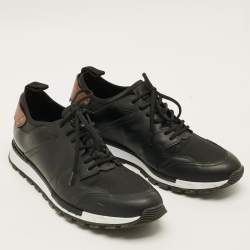 Pre Owned Berluti Fast Track Size 44 Black Canvas and Leather Low Top Sneakers