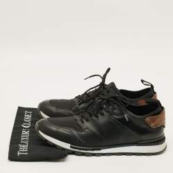 Pre Owned Berluti Fast Track Size 44 Black Canvas and Leather Low Top Sneakers