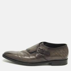 Pre Owned Berluti Size 44 Grey Leather Monk Strap  Derby