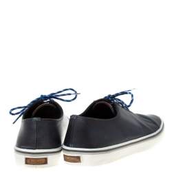 Pre Owned Berluti Blue Leather Lace Up Sneakers Size 41.5