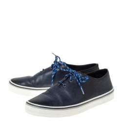 Pre Owned Berluti Blue Leather Lace Up Sneakers Size 41.5
