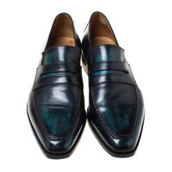 Pre Owned Berluti Black Leather Penny Loafers Size 42.5