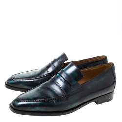 Pre Owned Berluti Black Leather Penny Loafers Size 42.5