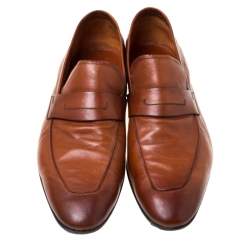 Pre Owned Berluti Brown Leather Lorenzo Loafers Size 42
