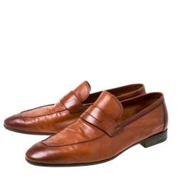 Pre Owned Berluti Brown Leather Lorenzo Loafers Size 42