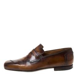 Pre Owned Berluti Brown Leather Penny Loafers Size 42.5