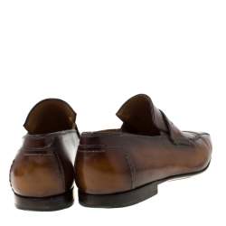 Pre Owned Berluti Brown Leather Penny Loafers Size 42.5