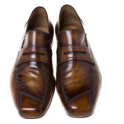 Pre Owned Berluti Brown Leather Penny Loafers Size 42.5