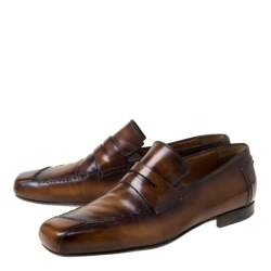 Pre Owned Berluti Brown Leather Penny Loafers Size 42.5