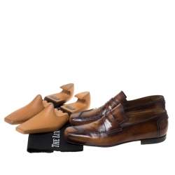 Pre Owned Berluti Brown Leather Penny Loafers Size 42.5