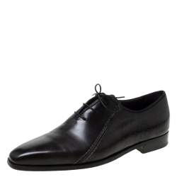 Pre Owned Berluti Black Leather Lace Up Oxfords Size 42.5