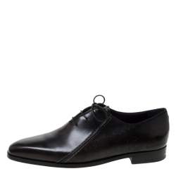 Pre Owned Berluti Black Leather Lace Up Oxfords Size 42.5