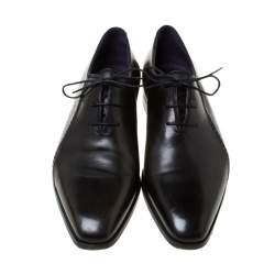 Pre Owned Berluti Black Leather Lace Up Oxfords Size 42.5