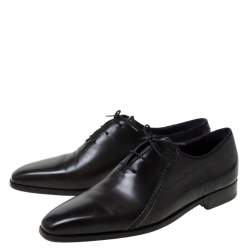 Pre Owned Berluti Black Leather Lace Up Oxfords Size 42.5