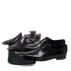 Pre Owned Berluti Black Leather Lace Up Oxfords Size 42.5