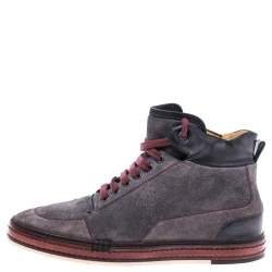 Berluti Grey Suede Leather High Top Sneakers Size 42.5