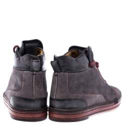 Berluti Grey Suede Leather High Top Sneakers Size 42.5