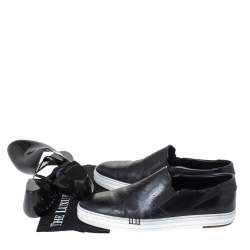 Pre Owned Berluti Black Leather Playtime Palermo Scritto Slip On Sneaker Size 43.5