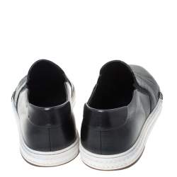 Pre Owned Berluti Black Leather Playtime Palermo Scritto Slip On Sneaker Size 43.5