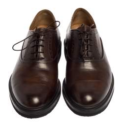 Pre Owned Berluti Brown Leather Lace Up Oxfords Size 42