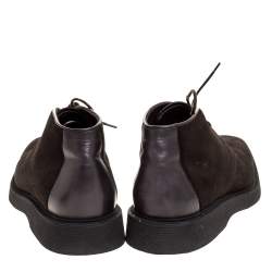 Pre Owned Berluti Dark Brown Suede And Leather Lace Up Desert Boots Size 42.5